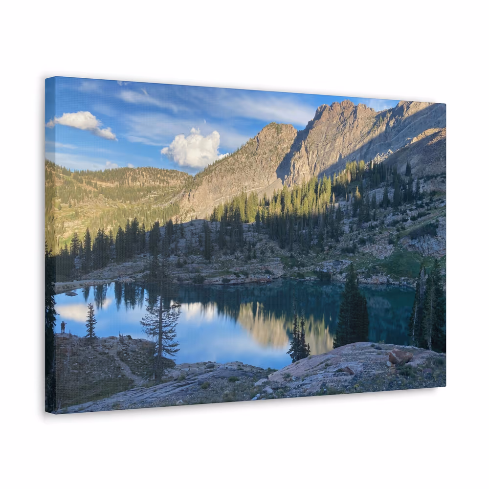 Mountain Lake Sunset Canvas, Utah Landscape Photography, Home Decor canvas wall art by Jess LeFevre